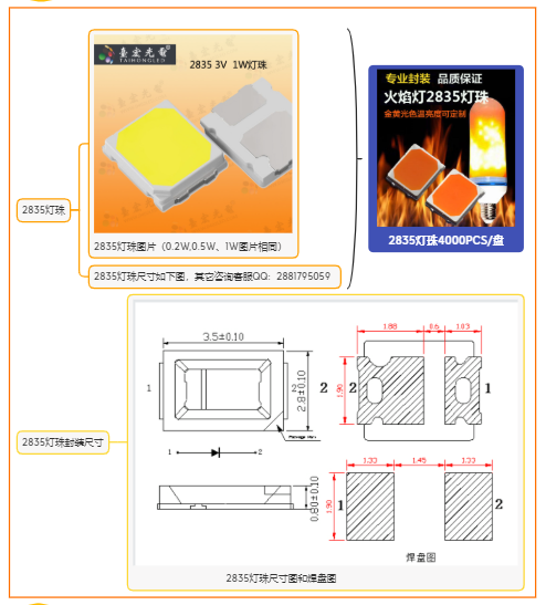 led灯珠2835参数，2835灯珠参数规格书